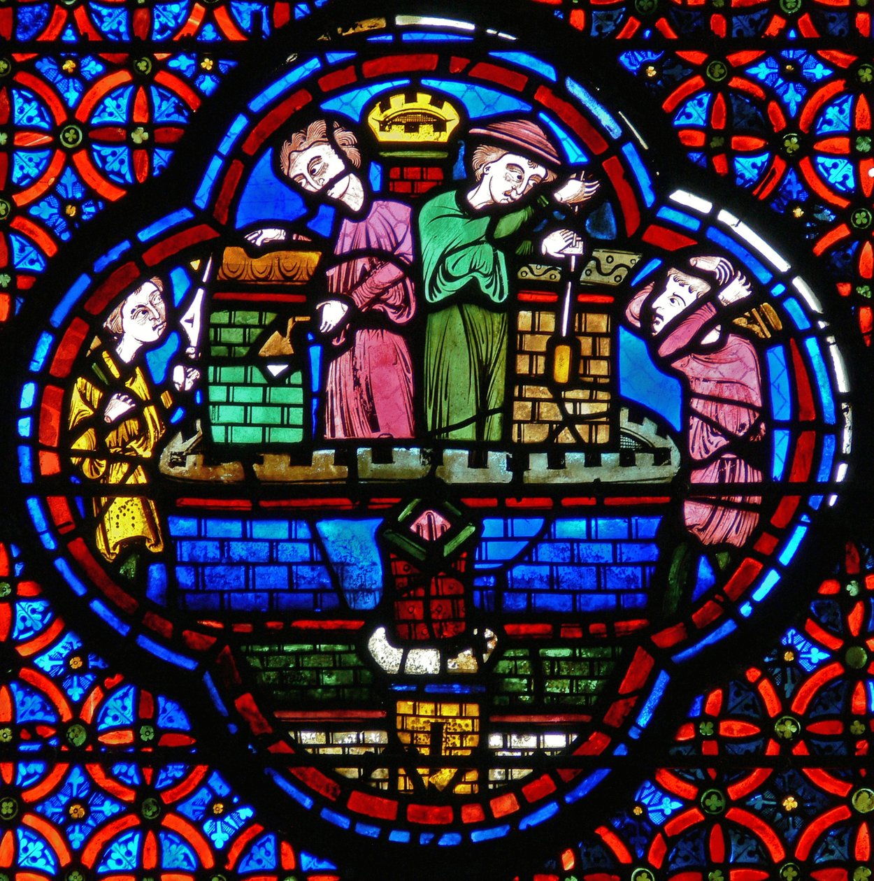 Detail z okna zobrazující podobenství o Lazarovi a ponorech od French School