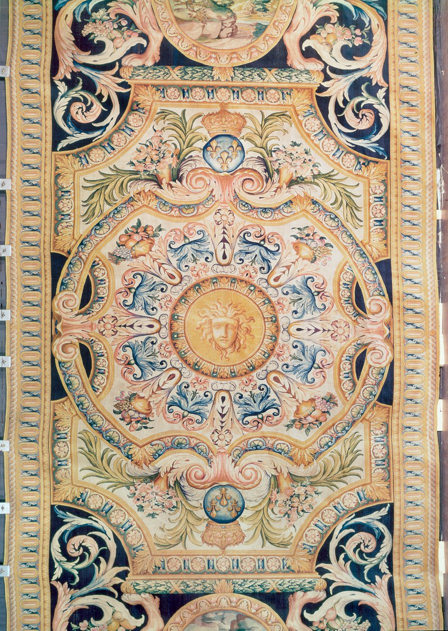 Detail koberce Savonnerie vyrobeného pro Grande Galerii v Louvru, cca 1680 (vlna) od French School