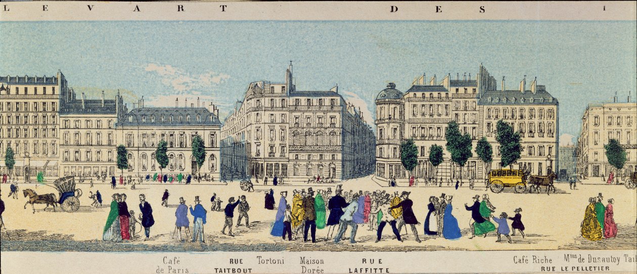 Detail panoramatu Boulevard des Italiens, c.1840 od French School