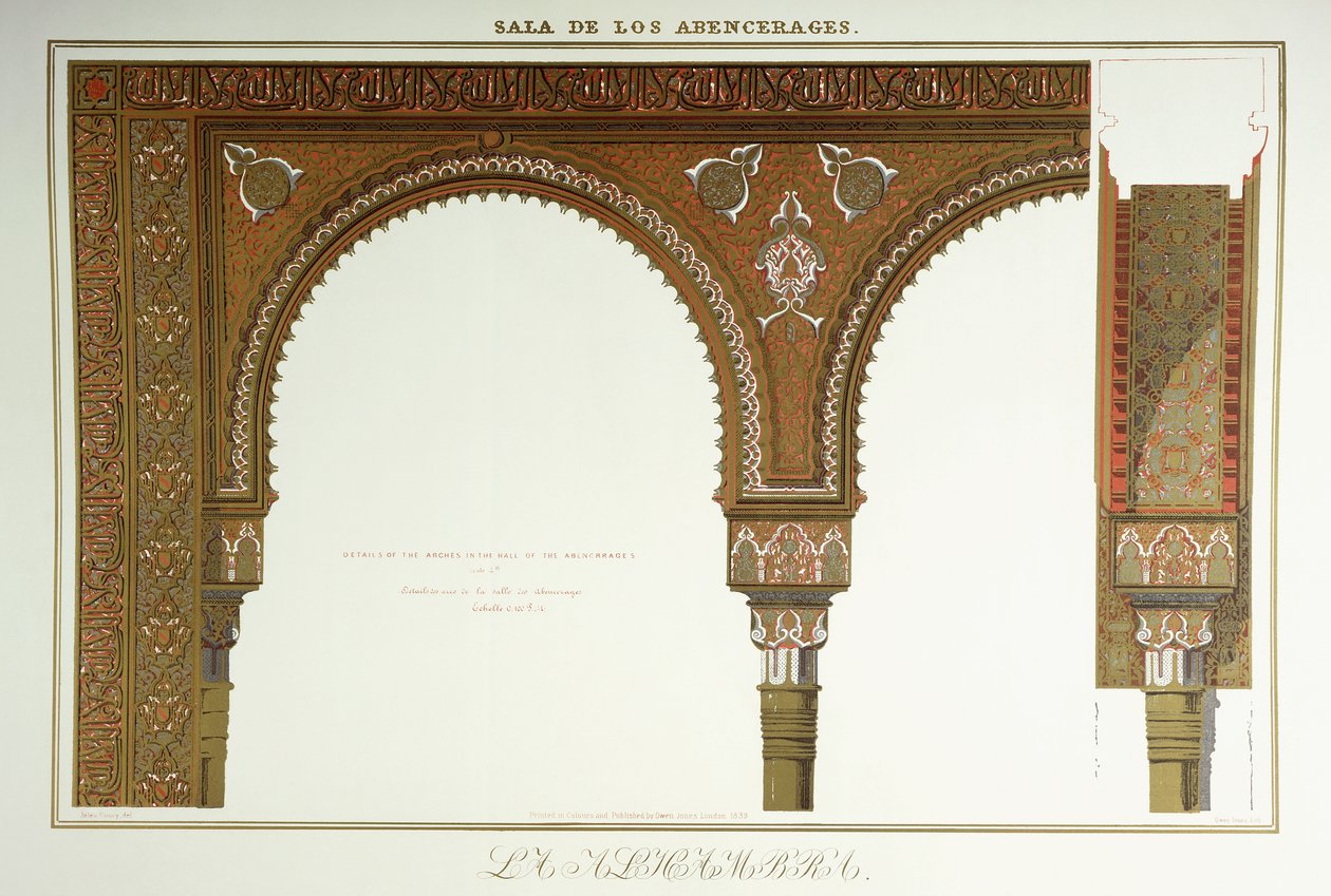 Podrobnosti o obloukech v Sala de los Abencerages od French School