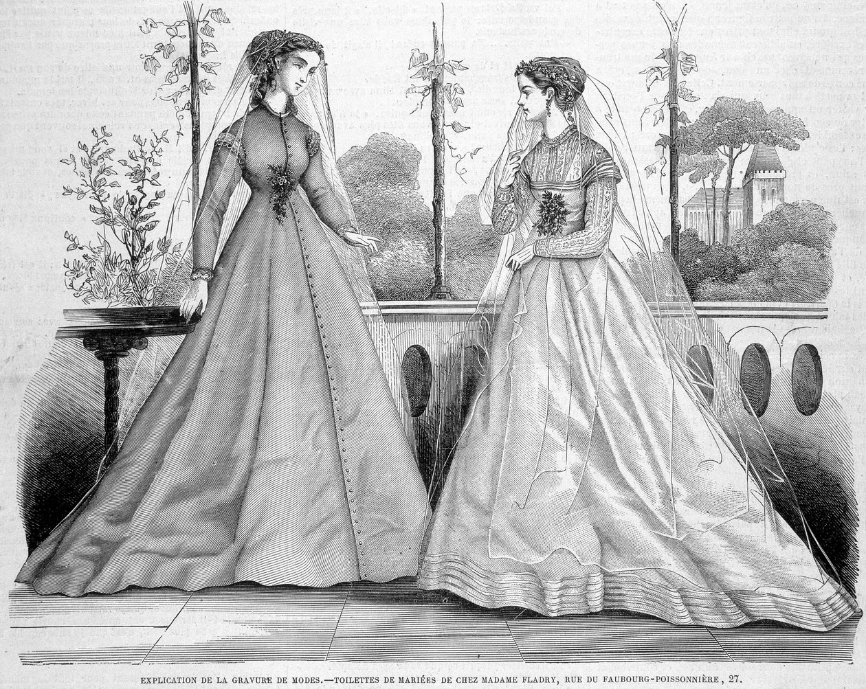 Dvě svatební toalety od Madame Fladry - v „La Mode illustrée“““ z 29.09.1867. od French School