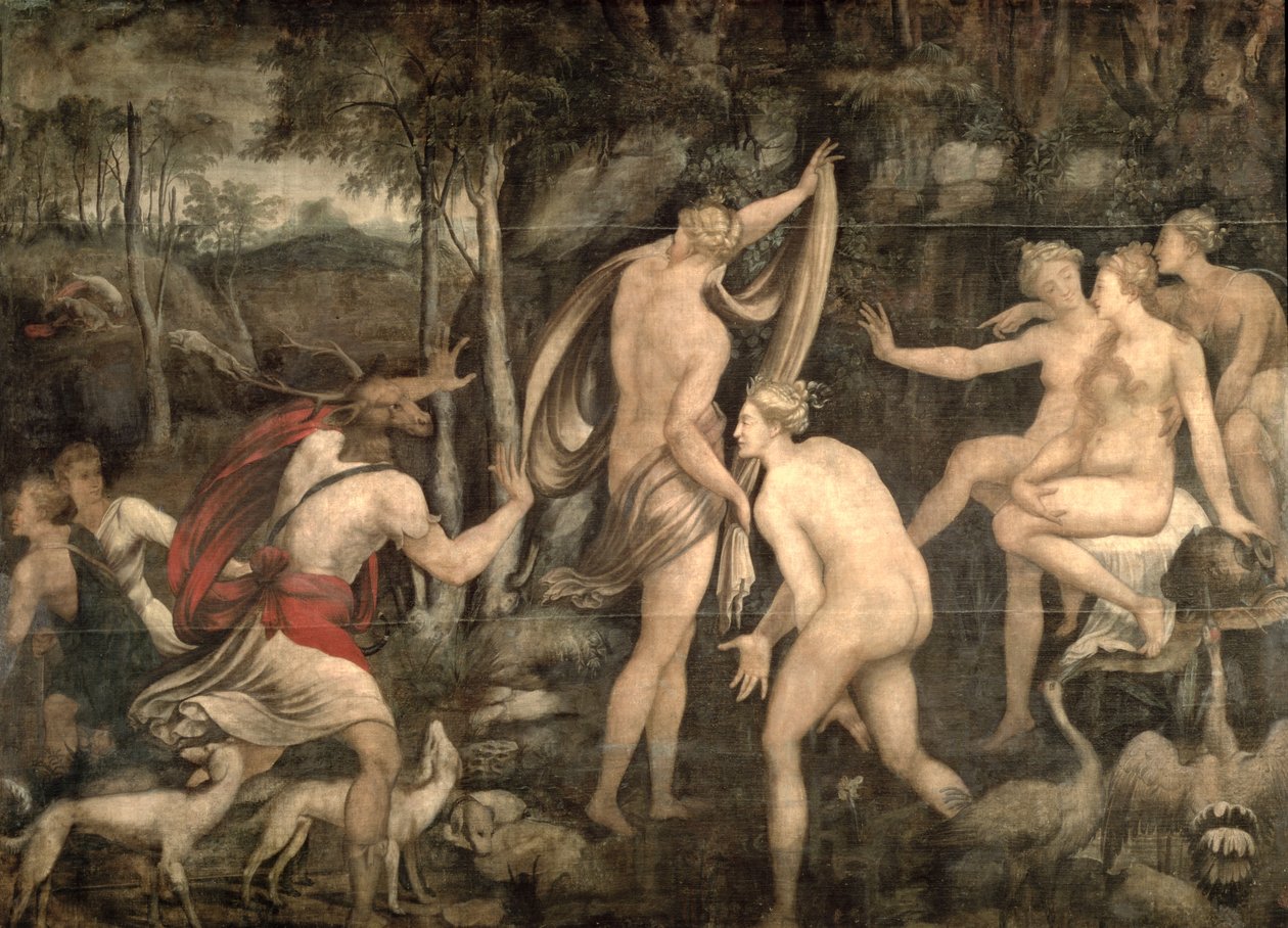 Diana a Actaeon, škola Fontainebleau, polovina 16. století od French School