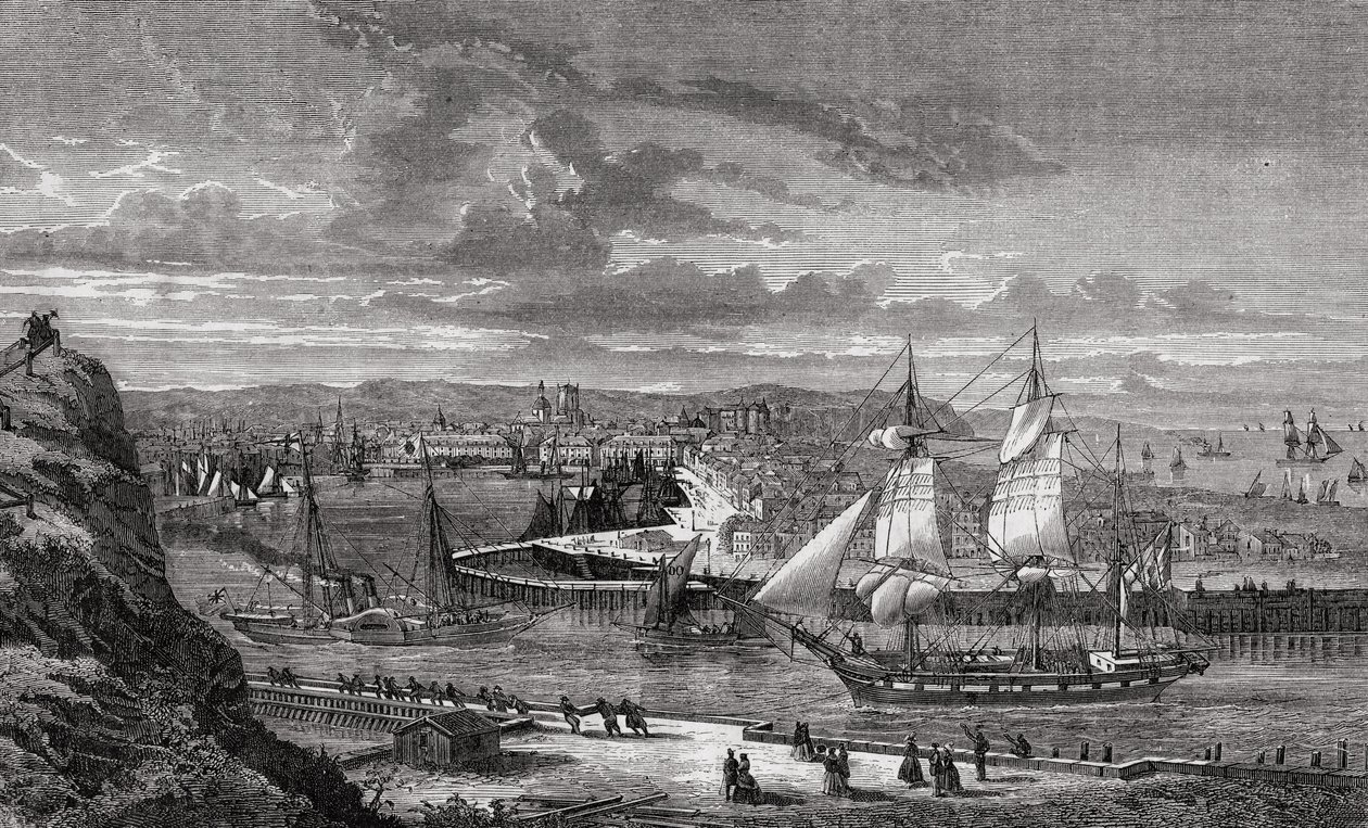 Dieppe v 18. století, z „Histoire de la Revolution Francaise“ od Louise Blanca (1811-82) od French School
