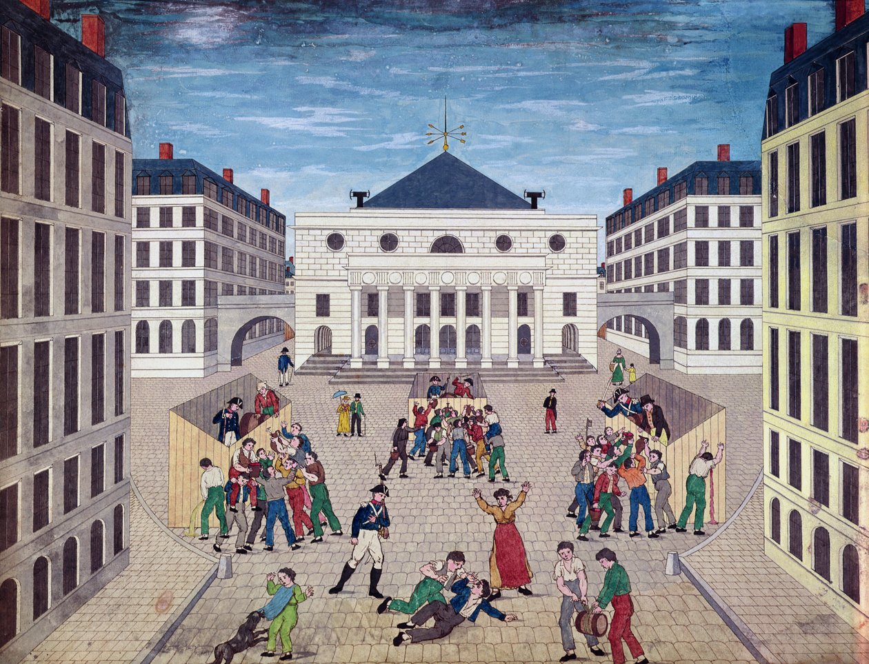 Distribuce vína na Place de lOdeon v Paříži, kolem 1805-10 (wc na papíře) od French School