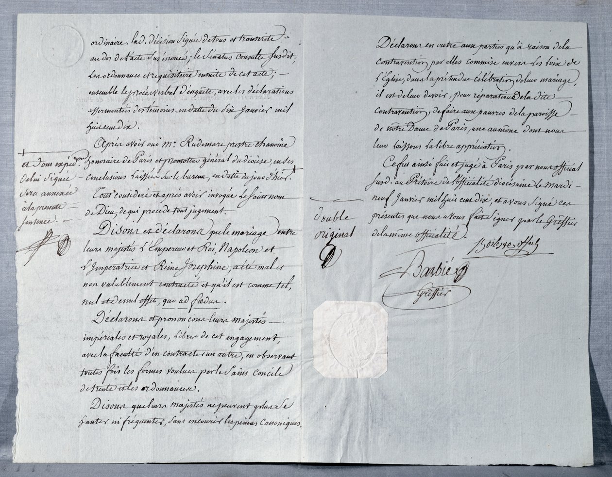 Rozvodové prohlášení císaře Napoleona Bonaparta (1769-1821) a císařovny Josefíny (1763-1814) 9. ledna 1810 od French School