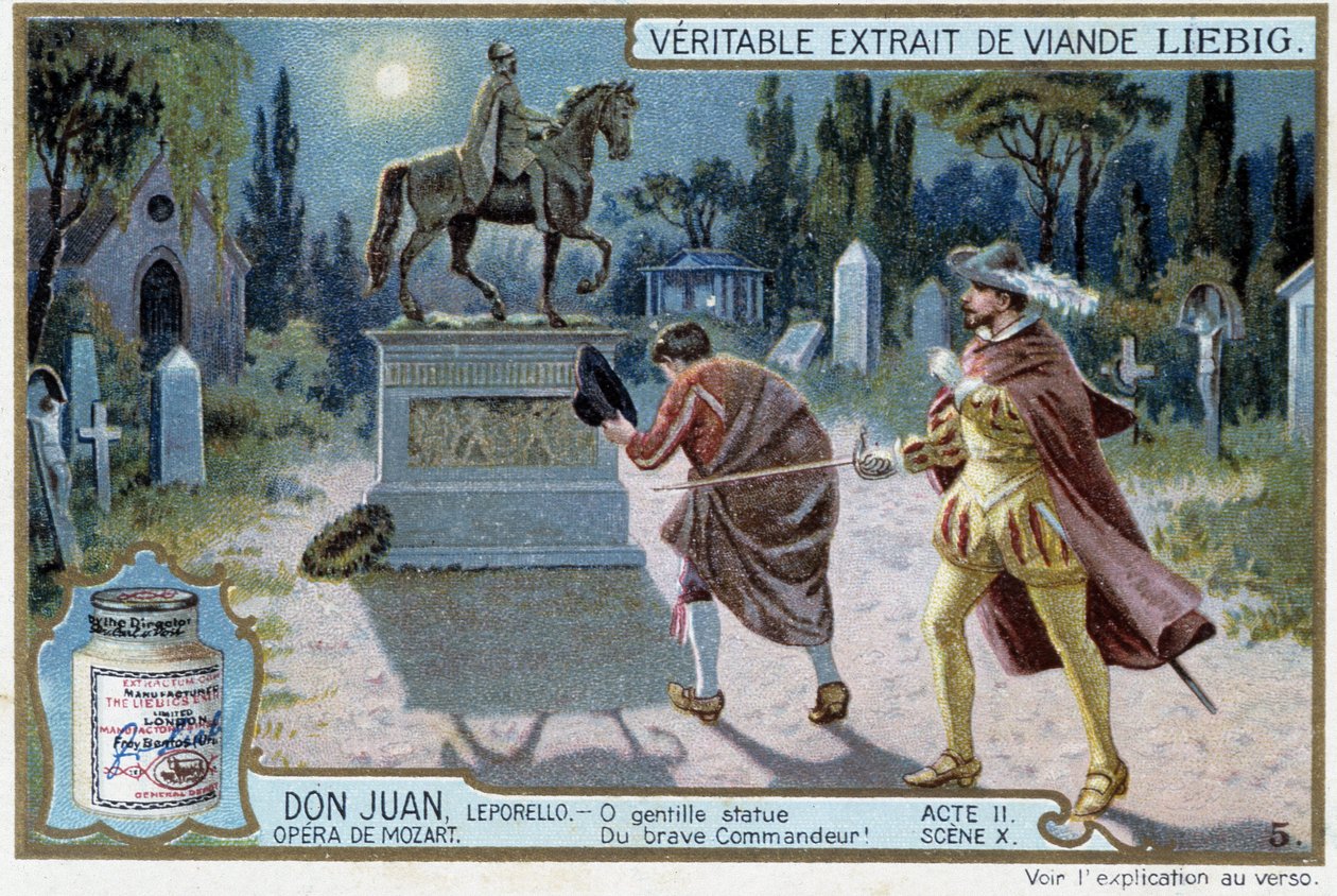 Don Juan: Akt II, scéna X, Don Juan na hřbitově a socha velitele - chromo Liebig od French School