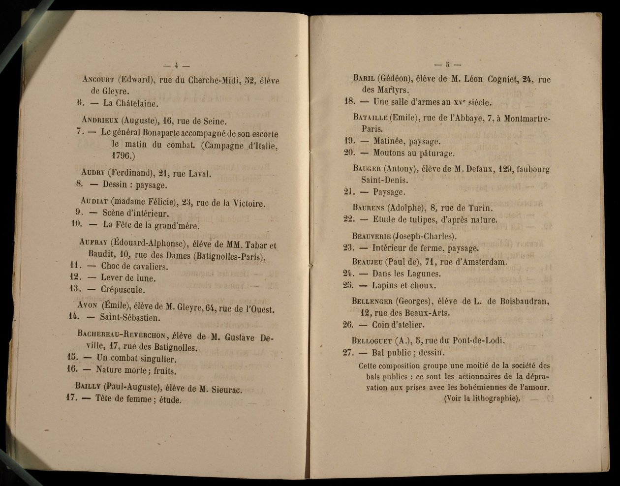Dvojstránka ze Salon des Refuses, 1863 od French School