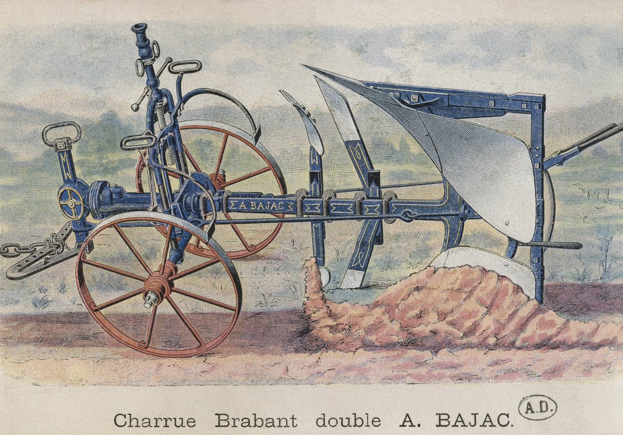 Dvojitý pluh Brabant vynalezený Antoinem Bajacem, cca 1900 od French School