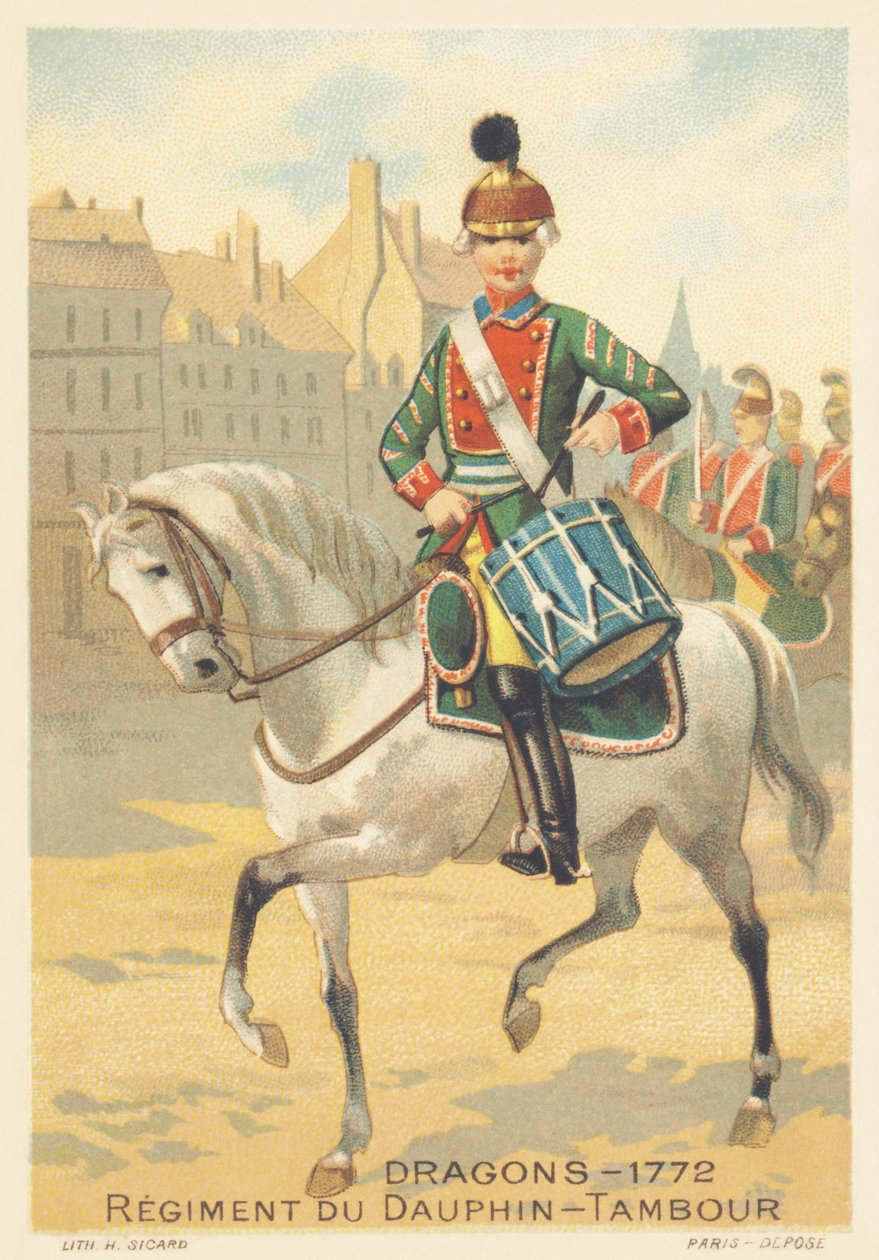 Dragons, Regiment du Dauphin, Drambour v roce 1772 od French School