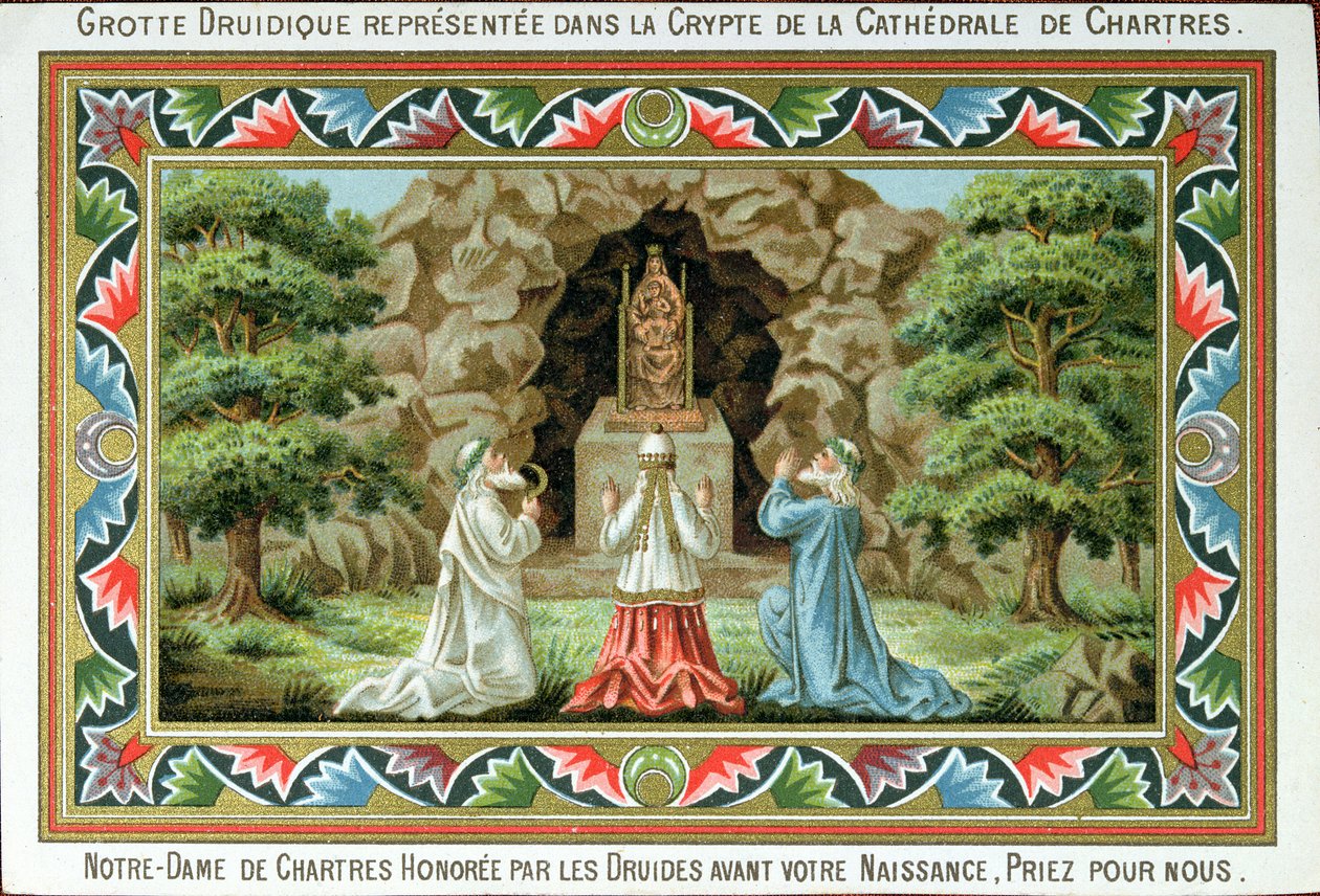 Druidové se modlí u sochy Madony s dítětem na místě jeskyně v Chartres, 1887 od French School