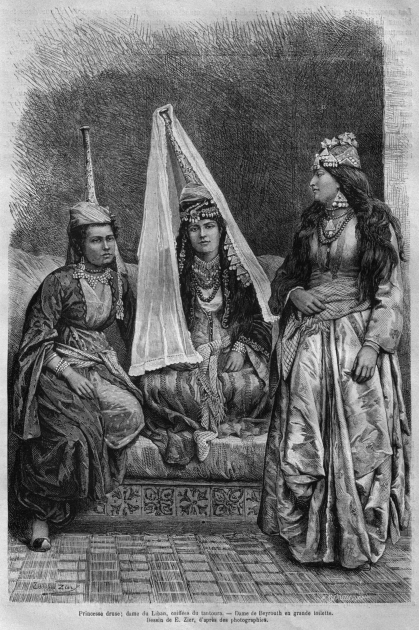Drúzská princezna, dnes ze Sýrie. Cestuje po Fénicii, Libanonu a Judeji. 1875-1880 Louis Charles Emile Lortet, 1884 (č. rytina) od French School
