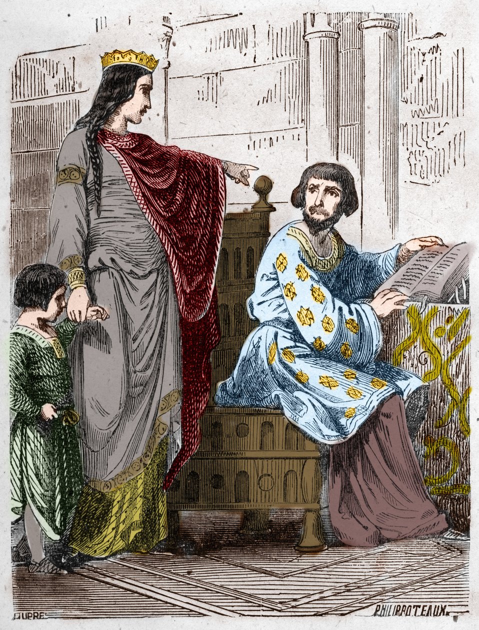 Dynastie Kapetovců: Constance of Arles (986-1032), královna Francie, s Robertem II. Pobožným (972-1031). od French School