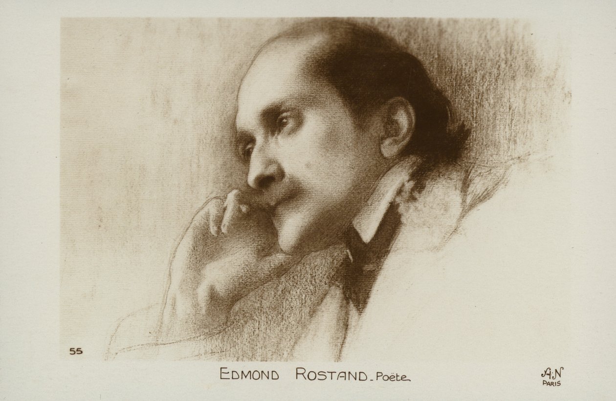 Edmond Rostand (1868-1918), francouzský básník a dramatik (litografie) od French School