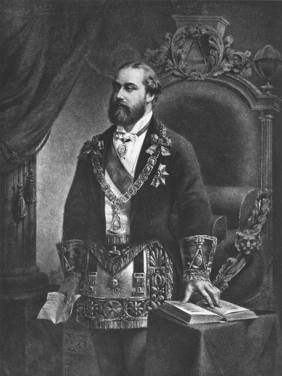 Edward (1841-1910) princ z Walesu, později Edward VII, jako velmistr svobodného zednářství, 1884 od French School
