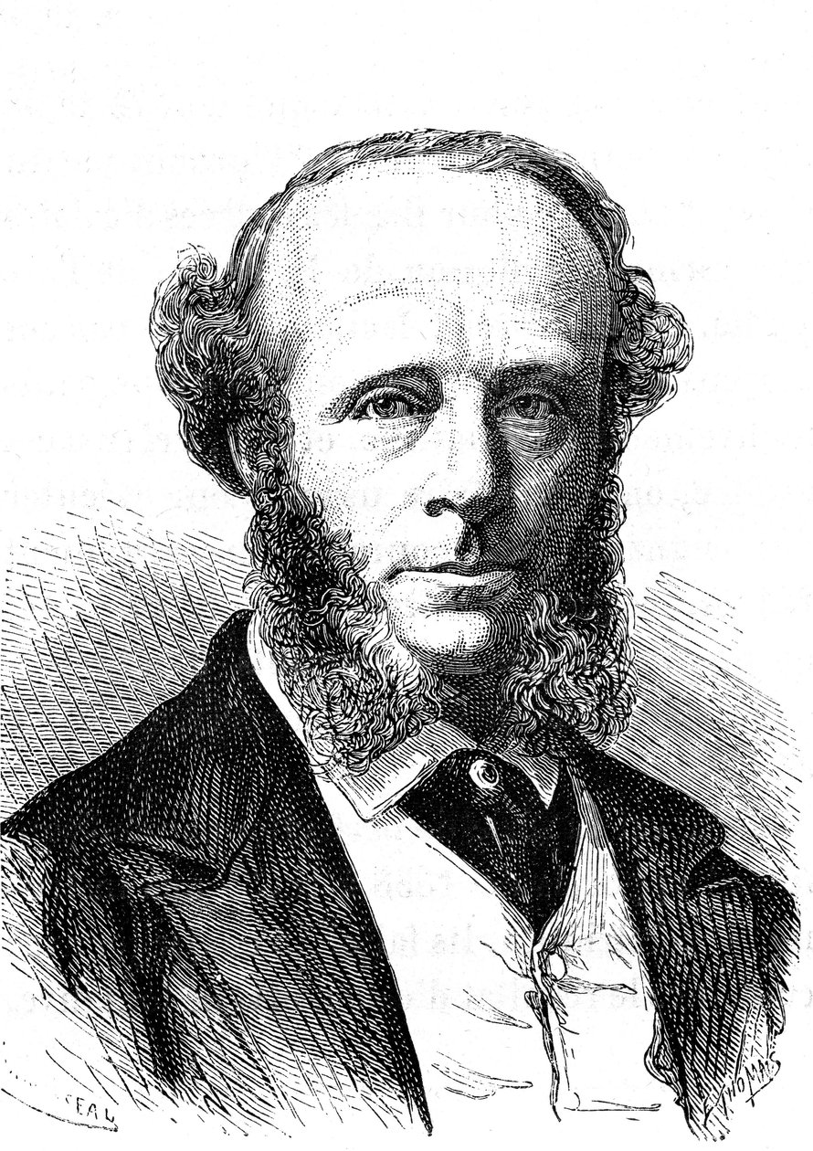 Edward Orange Wildman WITEHOUSE (1816-1890), anglický elektrotechnik na transatlantickém telegrafickém kabelu. Rytina 1868 od French School