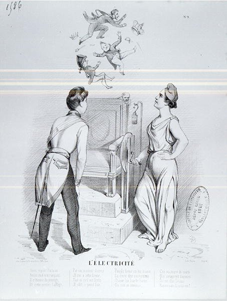 Elektřina, karikatura revoluce 1848 od French School