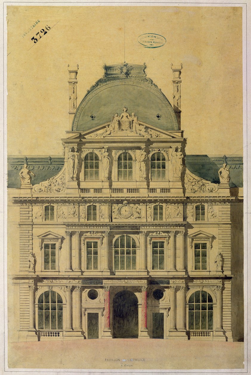 Povýšení Pavillon de lHorloge, Palais du Louvre od French School