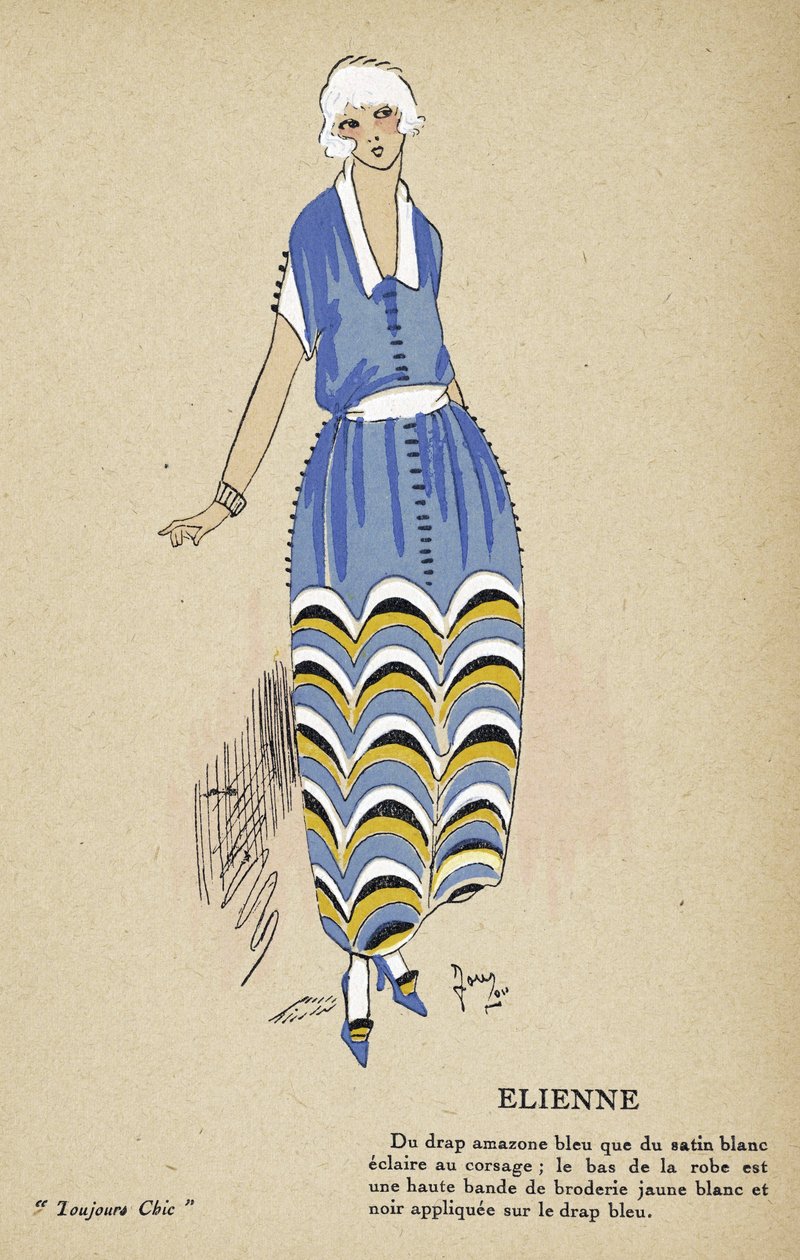 Elienne, z knihy Toujours Chic, pub.1921-22 (šablonový tisk) od French School