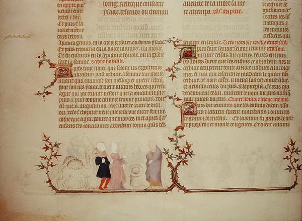 Eliezer představuje Rebeccu Isaacovi z „Bible Jeana de Sy“, kolem roku 1355 (vellum) od French School