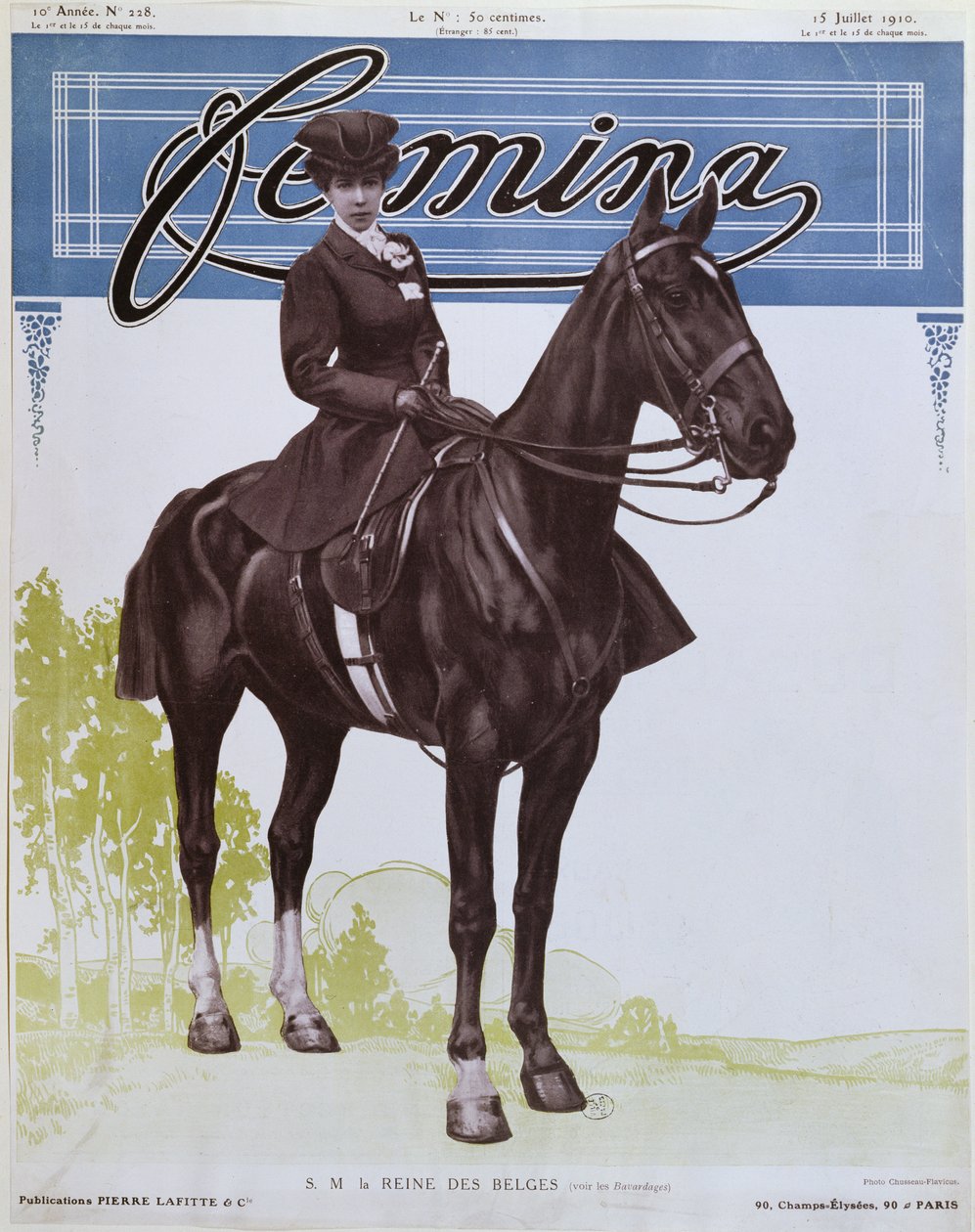 Elisabeth (1876-1965) belgická královna, z obálky Femina Magazine, 15. července 1910 od French School