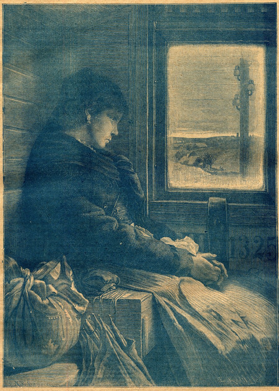 Emigrace ve vlaku. Rytina v „La Terre Illustree““ č. 103 z 20. října od French School