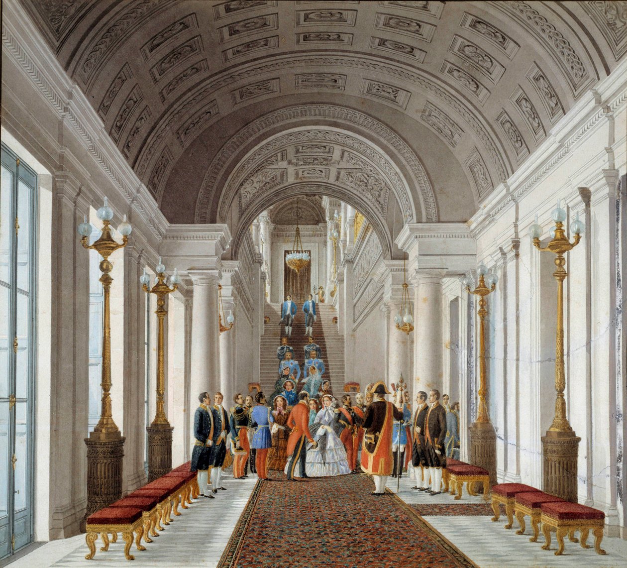 Císař Napoleon III (1808-1873) a Impress Eugenie (1826-1920) v Tuileries Anonymní malba kolem roku 1860. Paříž, dekorativní umění od French School