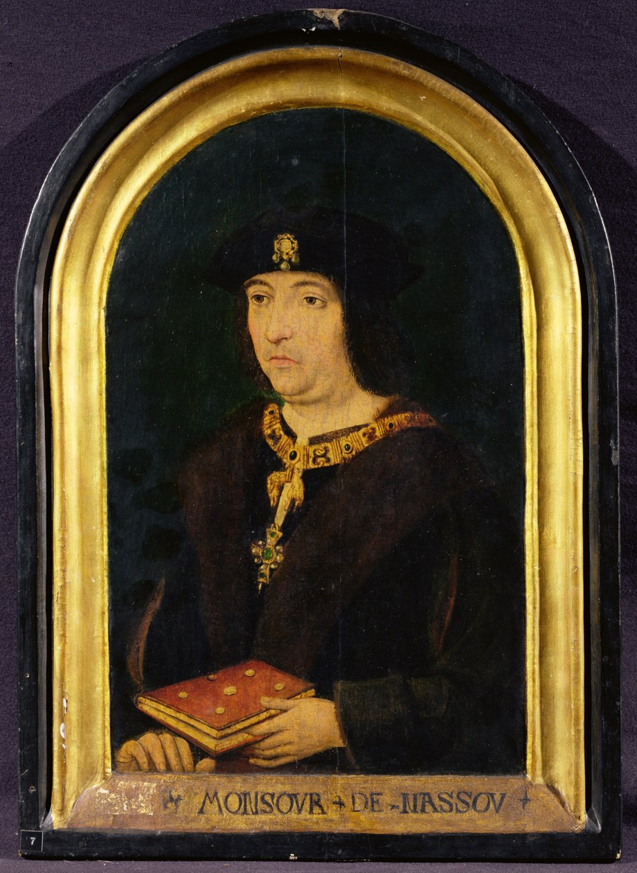 Englebert II (s nápisem „Monsour de Nassou“) kolem 1499-1531 (olej na panelu) od French School