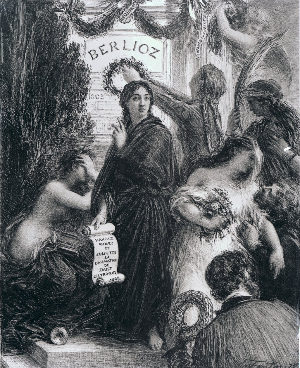 Rytina věnovaná památce Hectora Berlioze, 1869 od French School