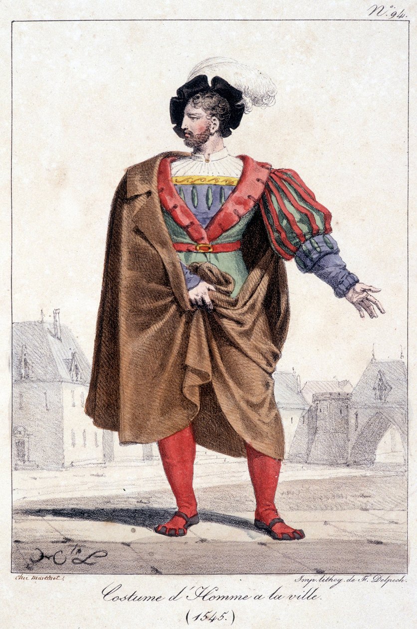 Rytina městského muže v kroji kolem roku 1545. od French School
