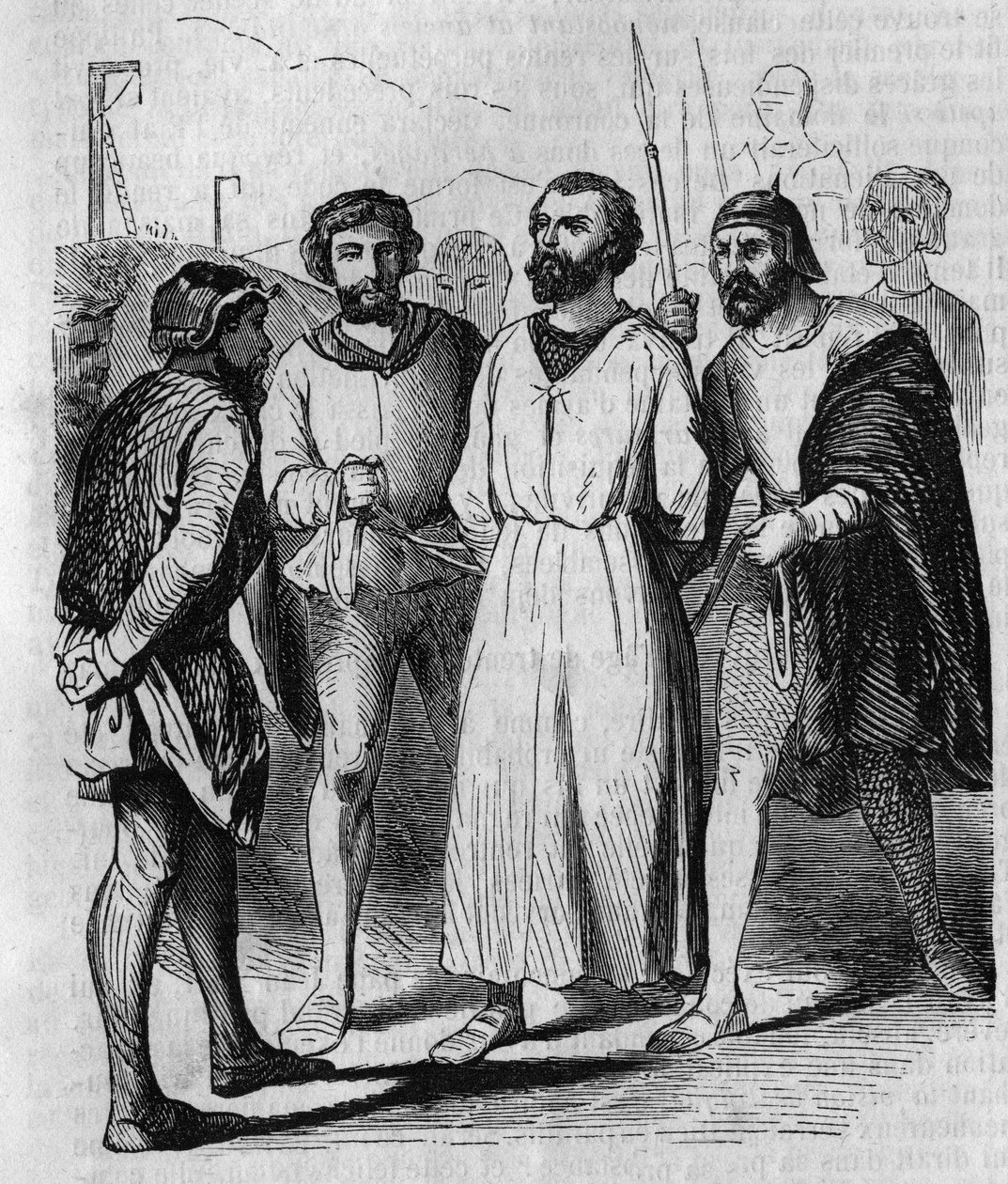 Enguerrand de Marigny komorník a ministr krále Filipa IV. Bel na pochodu k mučení v roce 1315. Rytina z 19. století. od French School
