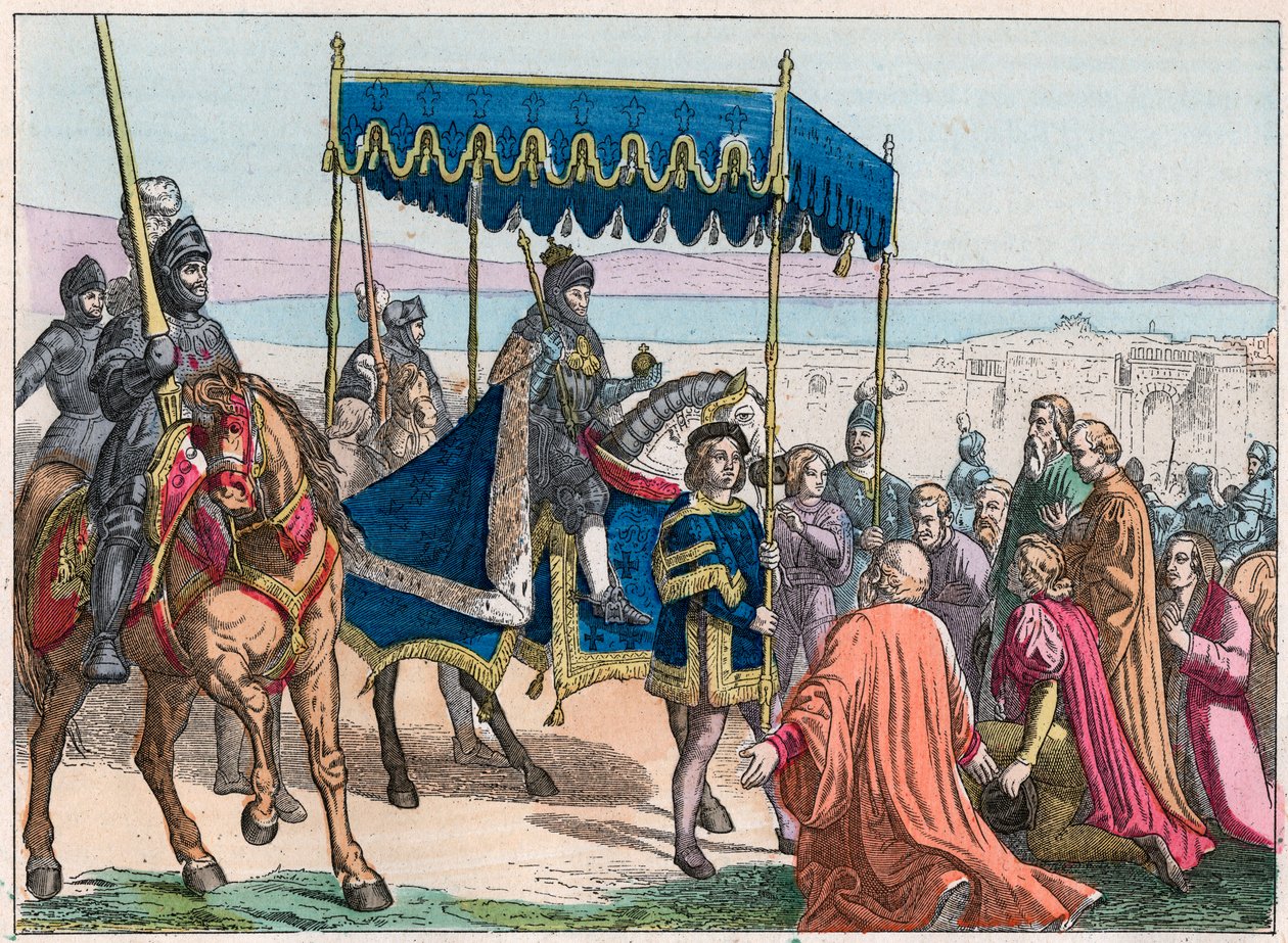 Vchod Karla VIII (1470-1498) v Neapoli od French School