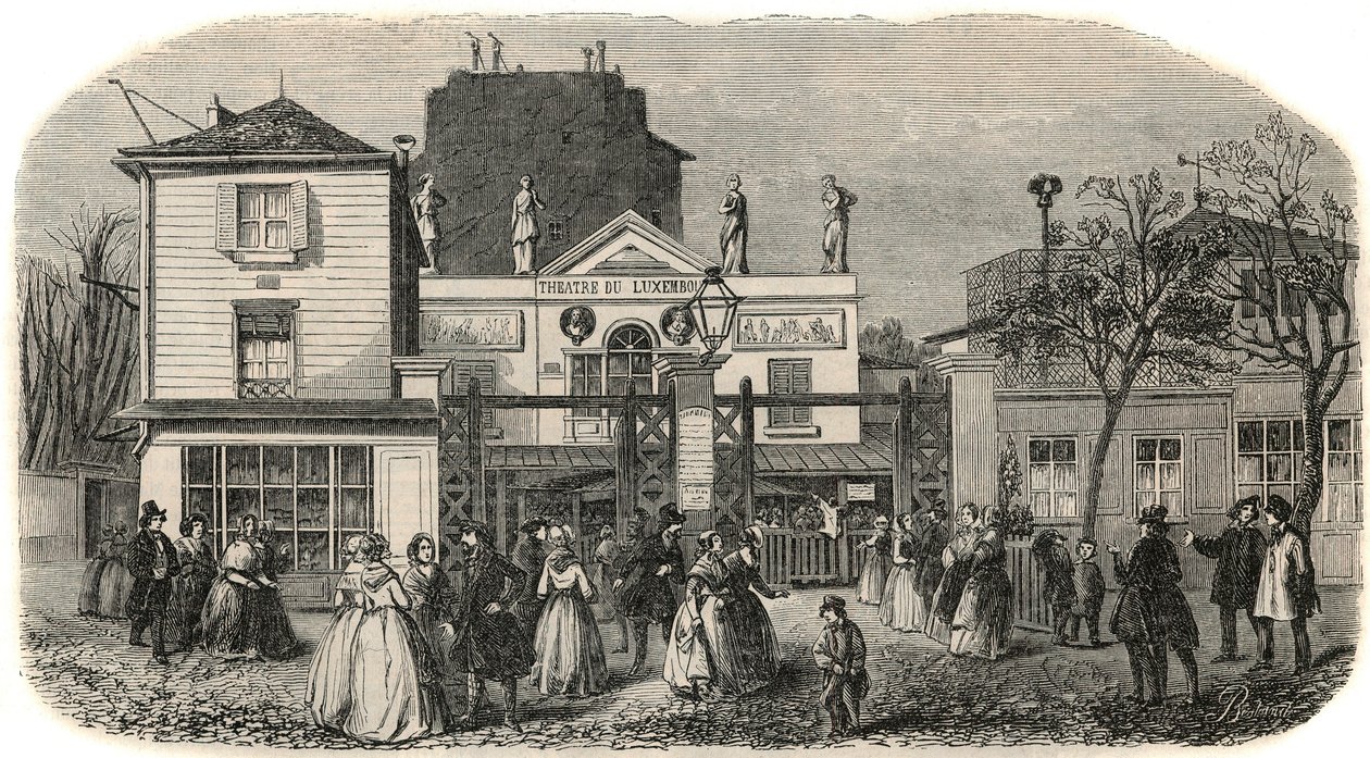 Vstup do lucemburského divadla Bobino v 19. století - rytina do „“Tableau-de-Paris”” od Edmonda Texiera 1852 od French School