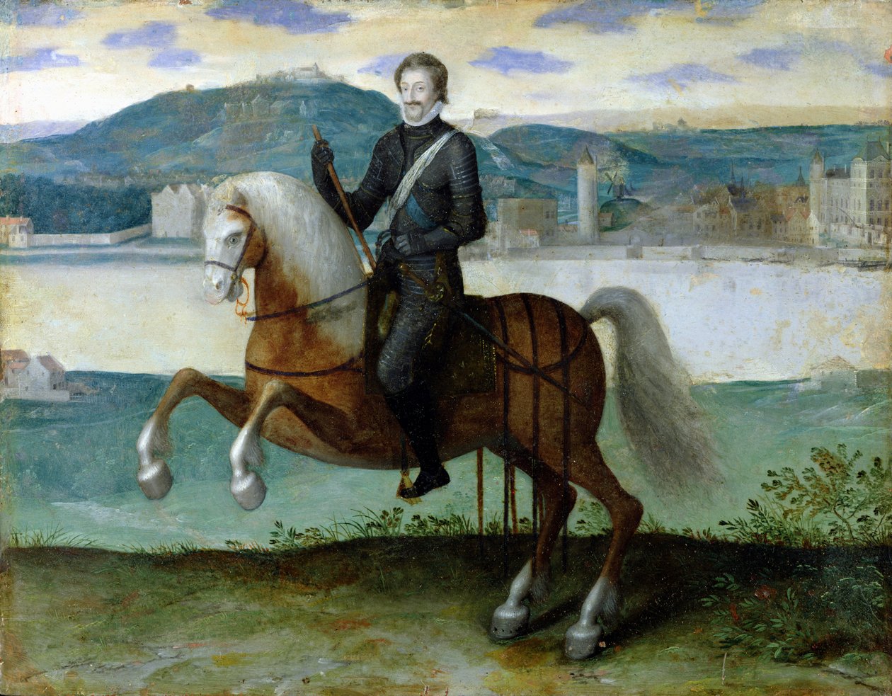 Jezdecký portrét francouzského krále Jindřicha IV. (1553-1610) před pařížskými hradbami, 1594 od French School