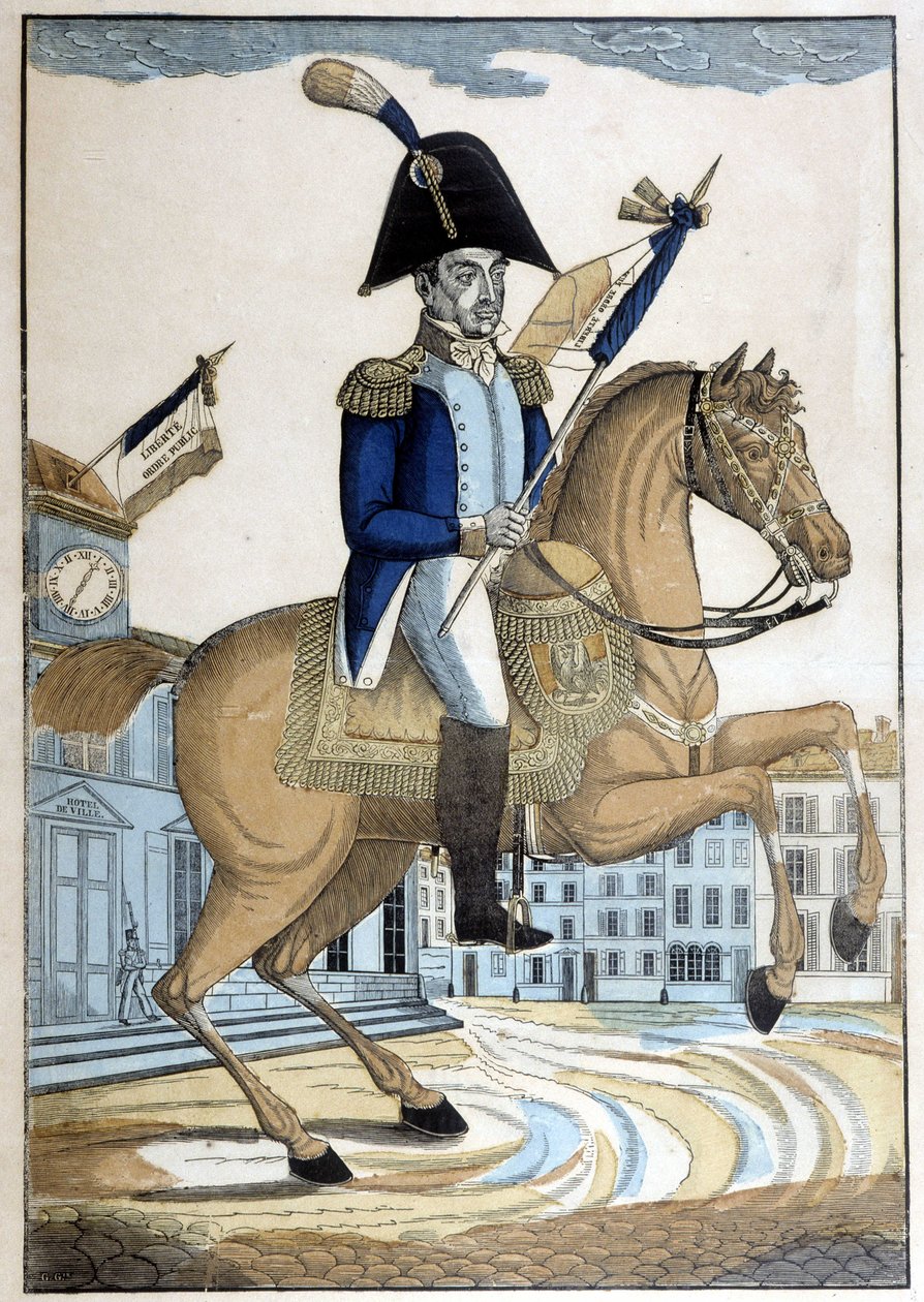 Jezdecký portrét generála Lafayetta, vrchního velitele Národní gardy Francie od French School