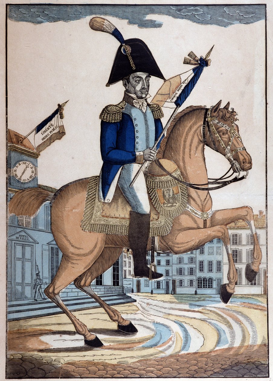 Jezdecký portrét generála Marie Joseph Gilbert Motie Motier, markýz de Lafayette (1757-1834) (La Fayette), vrchní velitel národních gard Francie od French School
