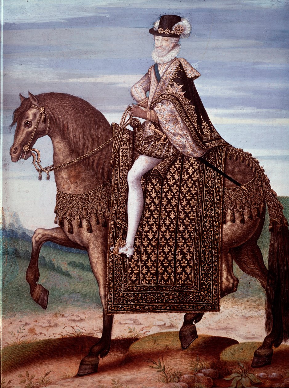 Jezdecký portrét Jindřicha IV. (1553-1610) Francouzského krále (Portrét francouzského krále Jindřicha IV.) Anonymní obraz od French School