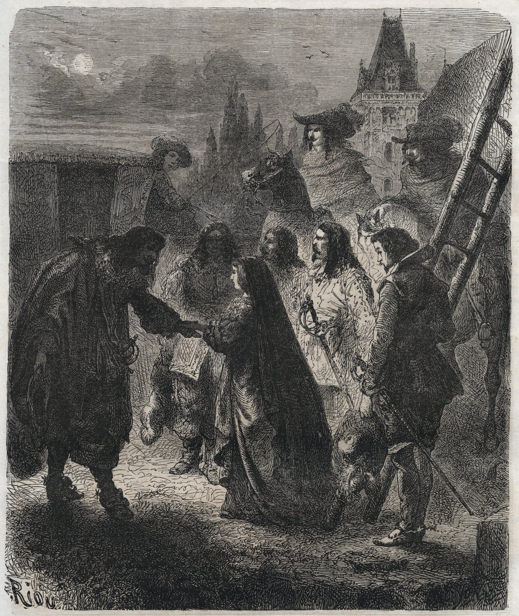 Útěk Marie de Medici (1573-1642) (Maria de Medici) z hradu Blois 22. února od French School