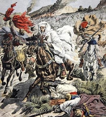 Útěk sultána Abda Al-Azíze z Maroka, titulní ilustrace z Le Petit Journal, 6. září 1908 od French School