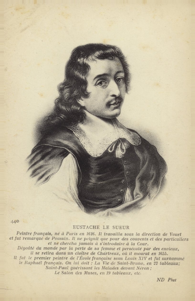 Eustache Le Sueur, francouzský malíř (litografie) od French School
