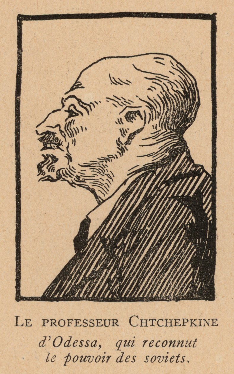 Jevgenij Ščepkin, ruský profesor, který uznal sovětskou moc v Oděse (litografie) od French School