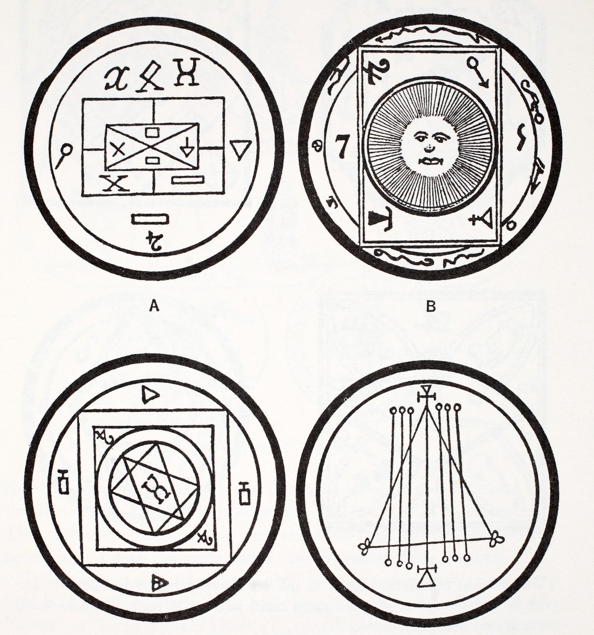 Příklady starověkých talismanů od French School