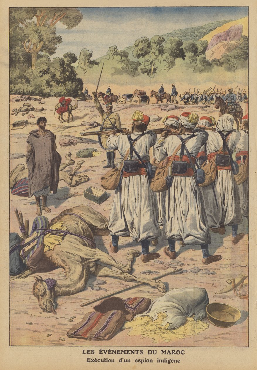 Poprava domorodého špiona v Maroku (barevná litografie) od French School