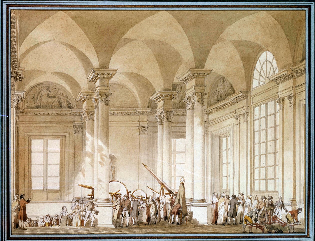 Výstava astronomických brýlí a optických přístrojů Akvarel 18. století. Paříž, muzeum Louvre od French School