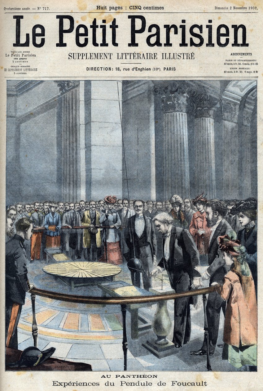 Zkušenost Foucaultova kyvadla v Pantheonu s Josephem Chaumiem (1849-1919), francouzským politikem, ministrem veřejného vyučování, v „Le petit Parisien““ od French School