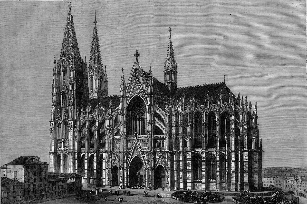 Vnější pohled na kolínskou katedrálu, Německo od French School