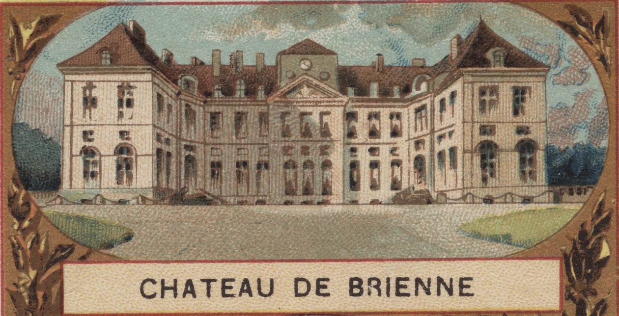Vnější pohled na Chateau de Brienne le Chateau (Brienne-le-Chateau) v Aube (10). Chromolitografie konce 19. století od French School