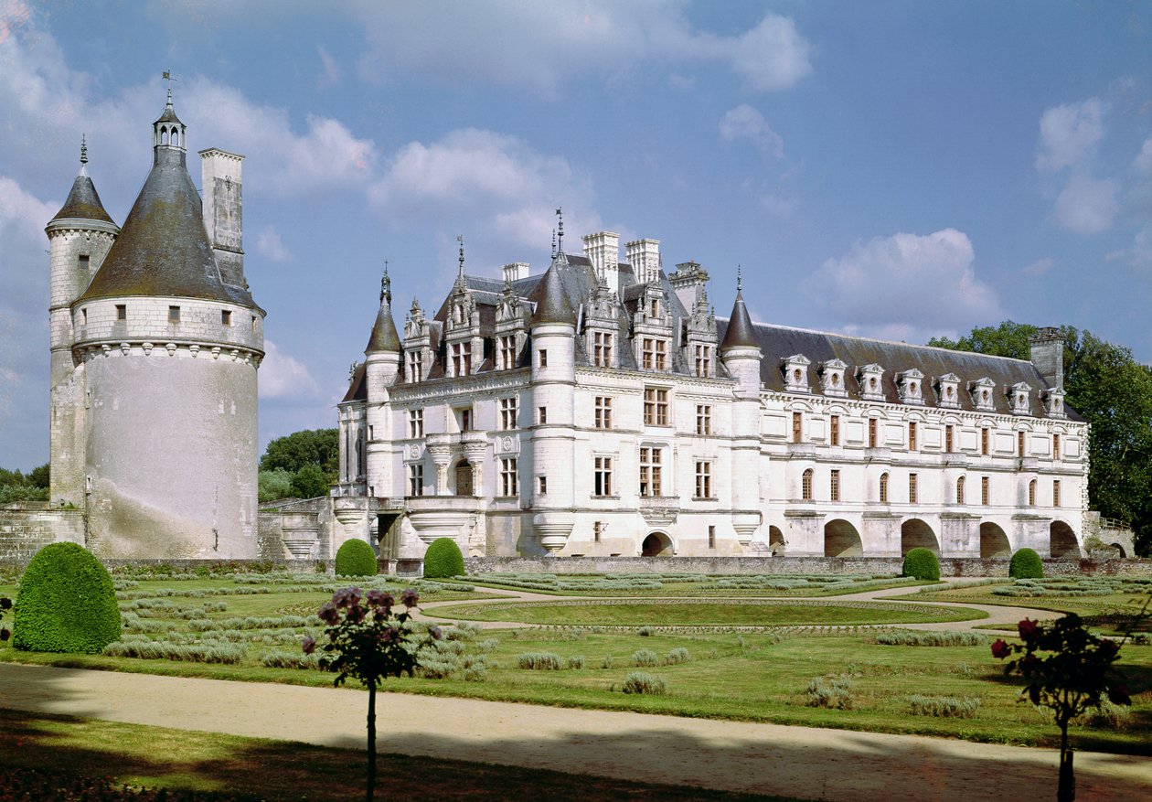 Vnější pohled na Donjon, Chateau de Bohier a Grande Galerie od severozápadu od French School