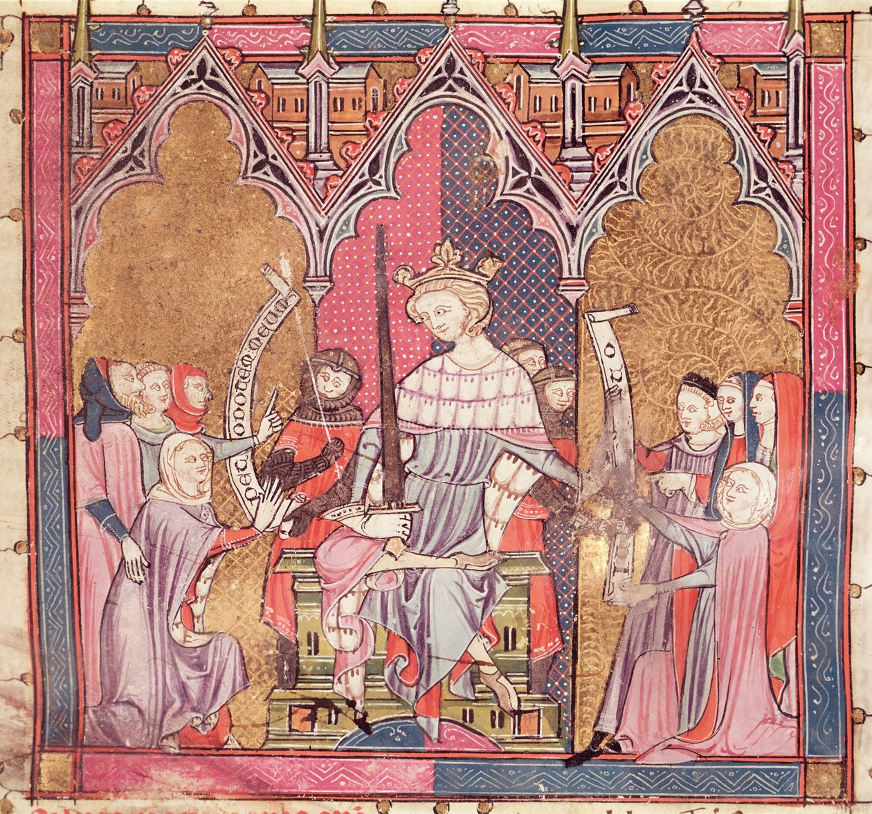 F.3r Král vykonávající spravedlnost, od Justinianiho ve Fortiatu od French School