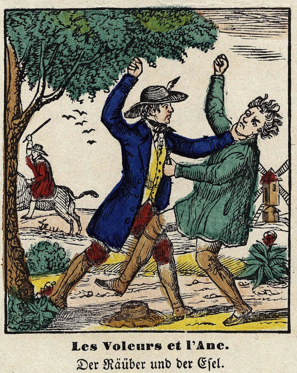 Fables de La Fontaine: Zloději a osel. Obrázek Epinal, první polovina 19. století. od French School