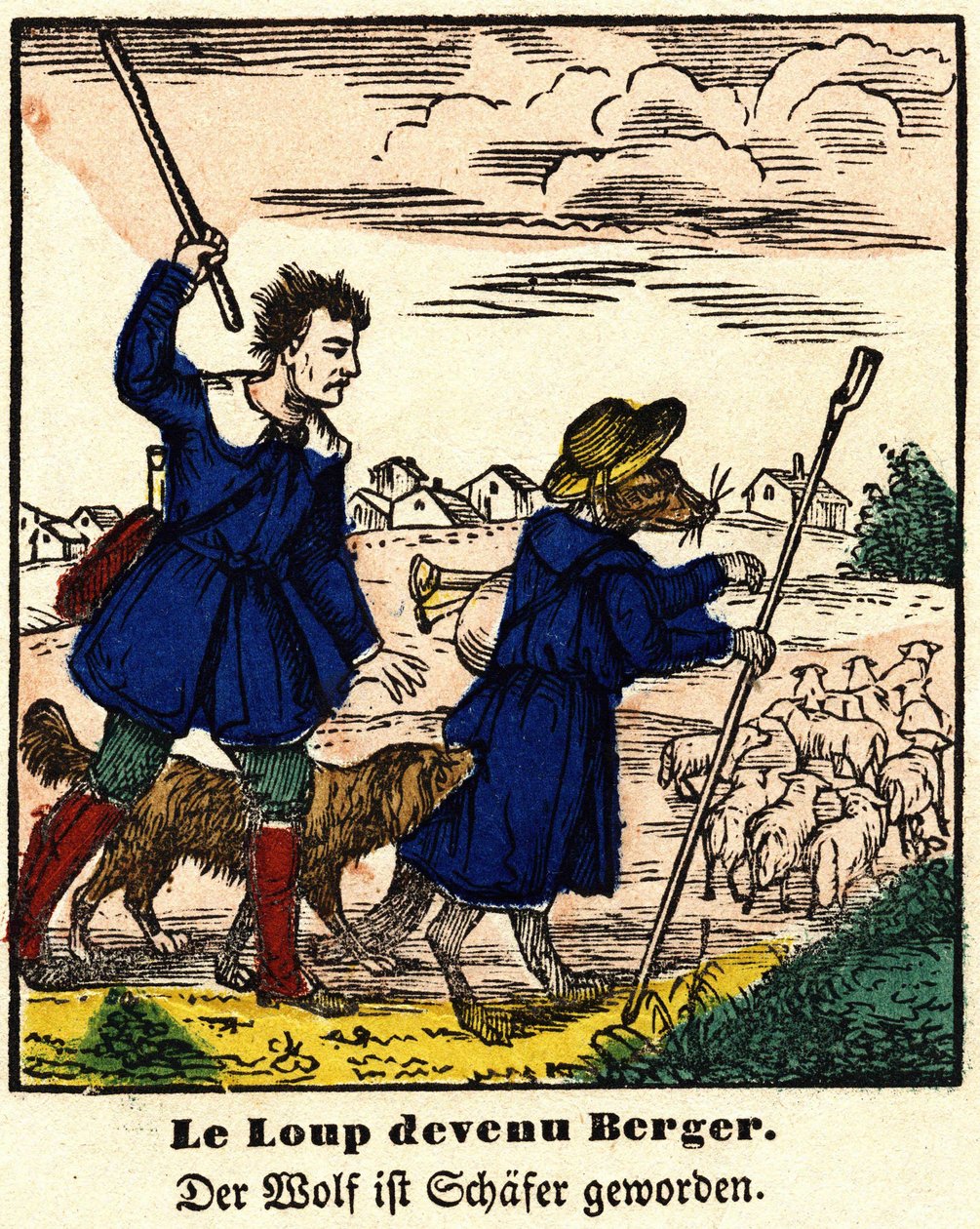 Bajky de La Fontaine: vlk se stal pastýřem. Obrázek Epinal, první polovina 19. století. od French School